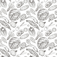 Vector seamless pattern with vegetables