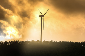 Obraz premium Wind farm park of Las Labradas in the Valleys of Benavente in Zamora (Spain)