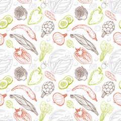 Vector seamless pattern with vegetables