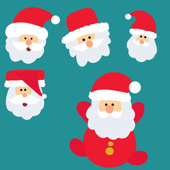 vector, isolated, new year, person santa claus, set