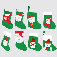 green sock for gifts, set