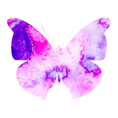 vector, watercolor silhouette butterfly