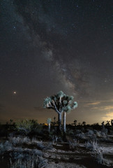 Mars and the Milky Way over Joshua Tree National Park