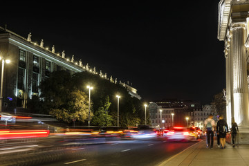 Moscow, Russia - September, 6, 2018: night traffic in Moscow, Russia
