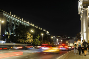 Fototapeta na wymiar Moscow, Russia - September, 6, 2018: night traffic in Moscow, Russia