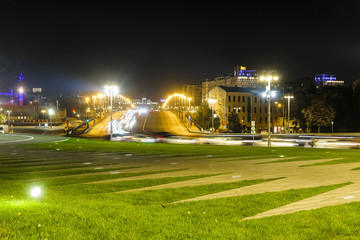 Moscow, Russia - September, 6, 2018: night traffic in Moscow, Russia