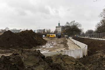 Construction Site Under Development During Winter