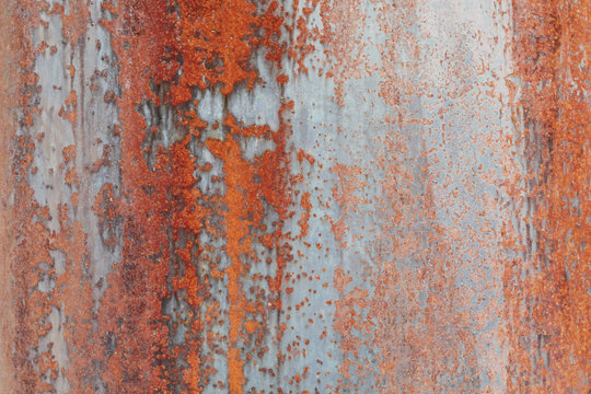 Close up orange rust on metal
