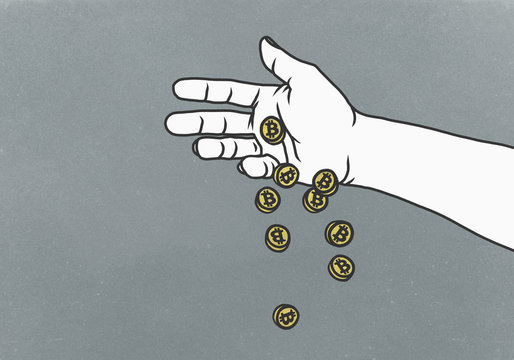 Man dropping Bitcoins