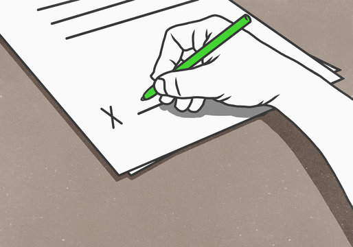 Hand signing contract