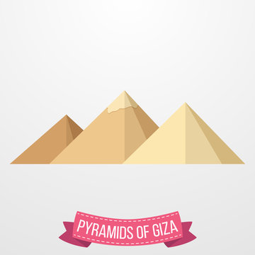 Pyramids Giza icon on white background