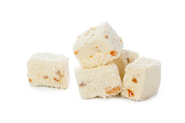 Turkish delight isolated on white.