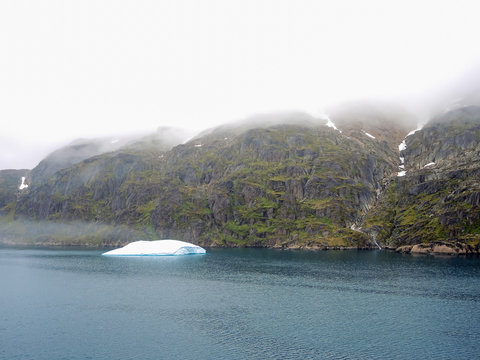 The Prins Christian Sund in Greenland, ice floes and glaciers