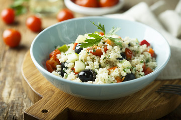 Couscous salad with tomatoes and olives