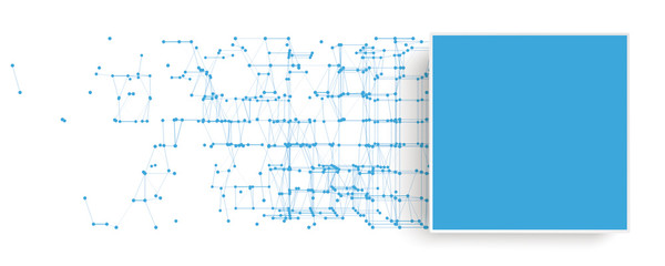 Abstract Background Connected Dots Blue Paper Square