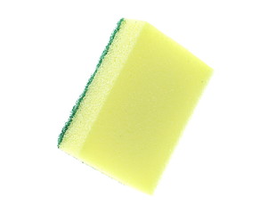 Yellow sponge isolated on white background with clipping path