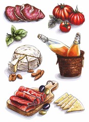 A collection of food delicacies for a picnic