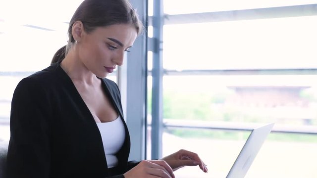Business Woman Working On Computer At Office Center