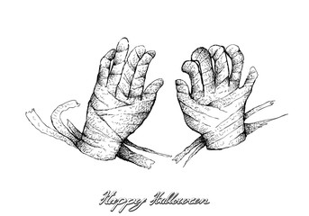 Hand Drawn of Mummy Hands For Halloween Celebration