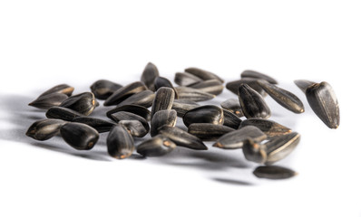 Sunflower seeds of black flowers jumping to music