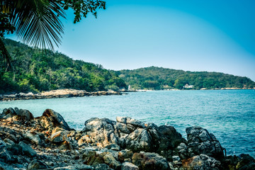 Tranquil coast. tropical coast in island.