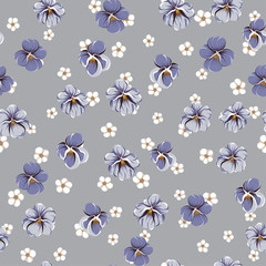 drawing of seamless pattern with viola flowers