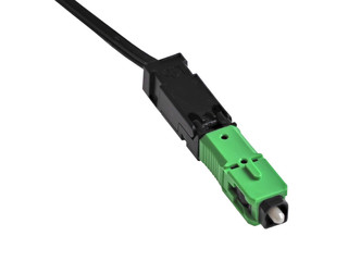 A passive optical network (PON) fiber optics connector is used in most Fiber-To-The-Building (FTTB) distribution systems - obrazy, fototapety, plakaty