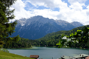 beautiful mountain lake in the bavarian alps