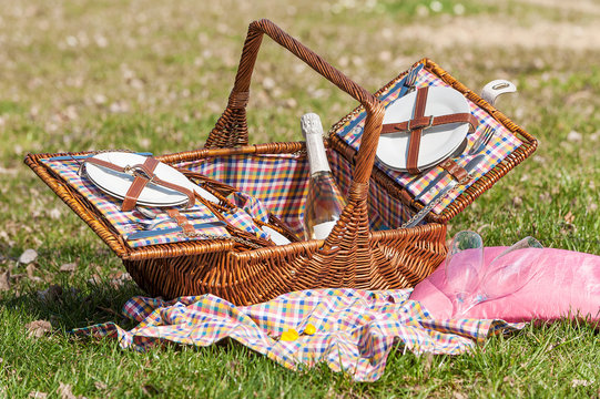 Picnic basket on the grass
