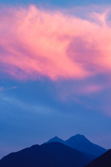 Golden sunset over the mountains