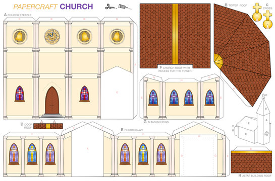 Схема церковь из бумаги PAPERMAU: A Simple Church Paper Model by Papermau Download Now! Paper models