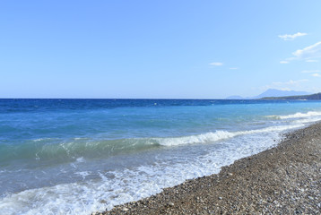 Fototapeta na wymiar Mediterranean turquoise sea in Kiris, Turkey