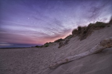 dunes et couché de soleil