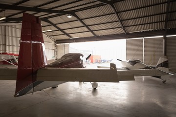 Pre manufactured airplane in hanger