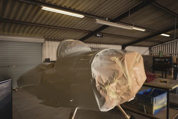 Pre manufactured airplane in hanger