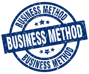 business method blue round grunge stamp