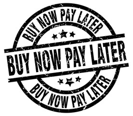 buy now pay later round grunge black stamp