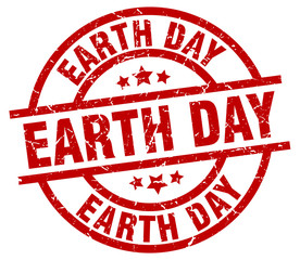 earth day round red grunge stamp