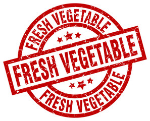 fresh vegetable round red grunge stamp