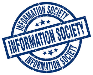information society blue round grunge stamp