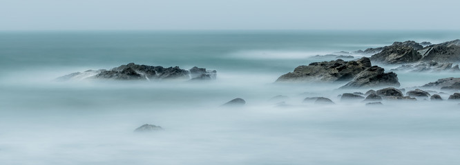 Fototapeta na wymiar Rocks & Mist, Towan Head, Newquay, Cornwall