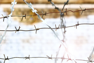 barbed wire on a blurred background