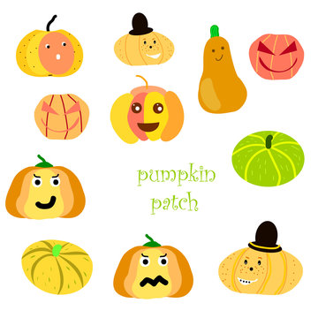 pumpkin patch clipart. Versatile cartoon characters.