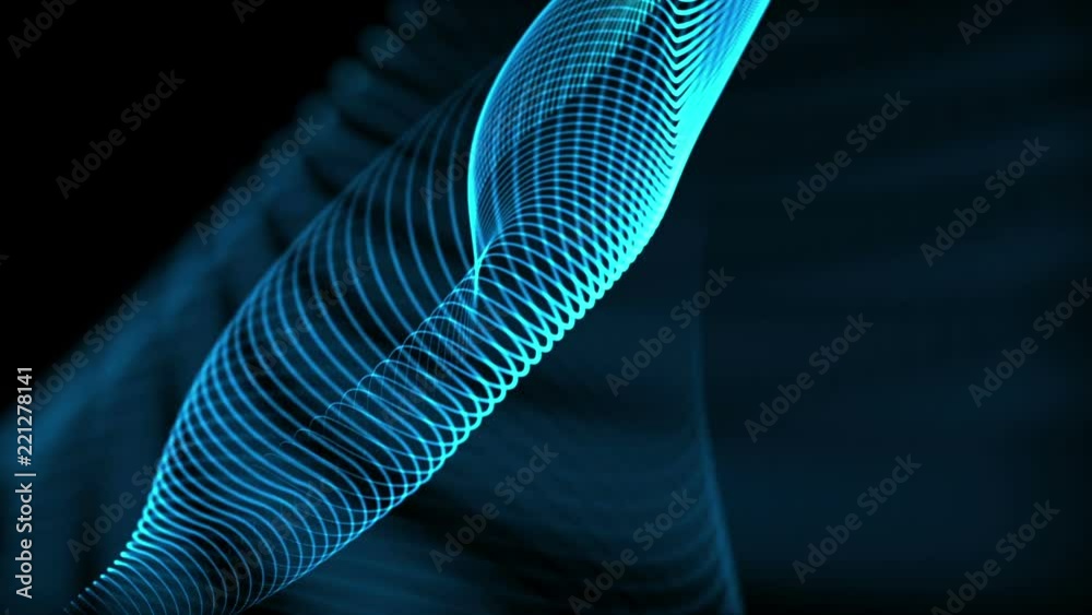 Poster seamless loop: blue elegant dynamic abstract lines in motion. computer, technology, engineering, bus