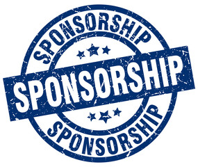 sponsorship blue round grunge stamp