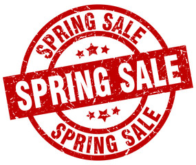 spring sale round red grunge stamp