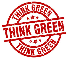 think green round red grunge stamp