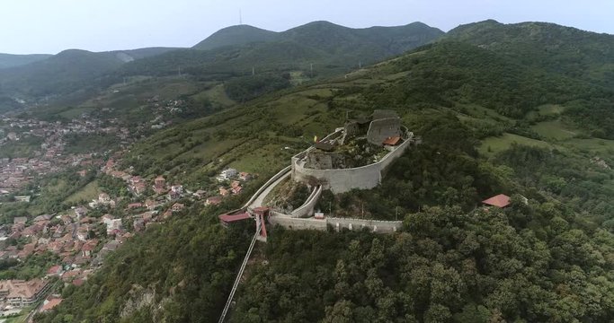 Aerial view of Deva on a cloudy day.