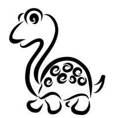 A funny walking turtle with a long neck, big eyes and a pattern on its shell