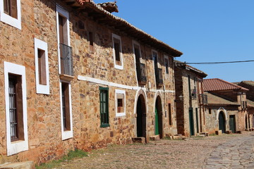 Fototapeta na wymiar Traditional stone houses in Castrillo de los Polvazares, a small village in Leon.